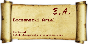 Bocsanszki Antal névjegykártya